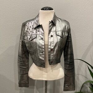 Mustard Seed Metallic Silver Jean Jacket S